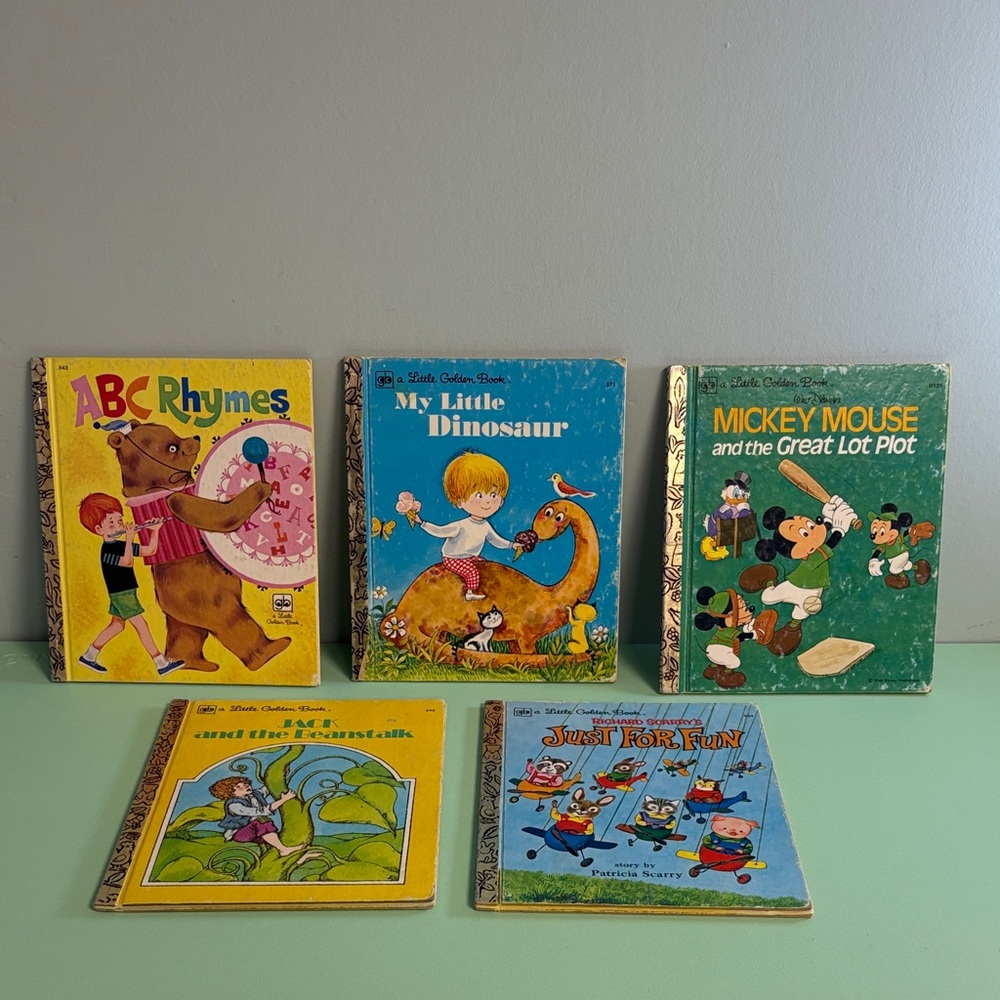 Vintage 1970s Little Golden Book Lot of 5 Books, Kids Classic Stories